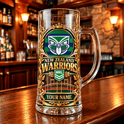 New Zealand Warriors NRL Team Handle Glass Mug Custom Any Name Gifts