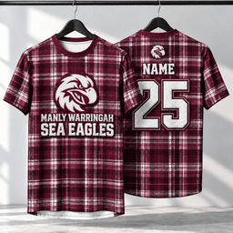 Manly Warringah Sea Eagles NRL T-shirt New Design Custom Any Name & Number Gifts
