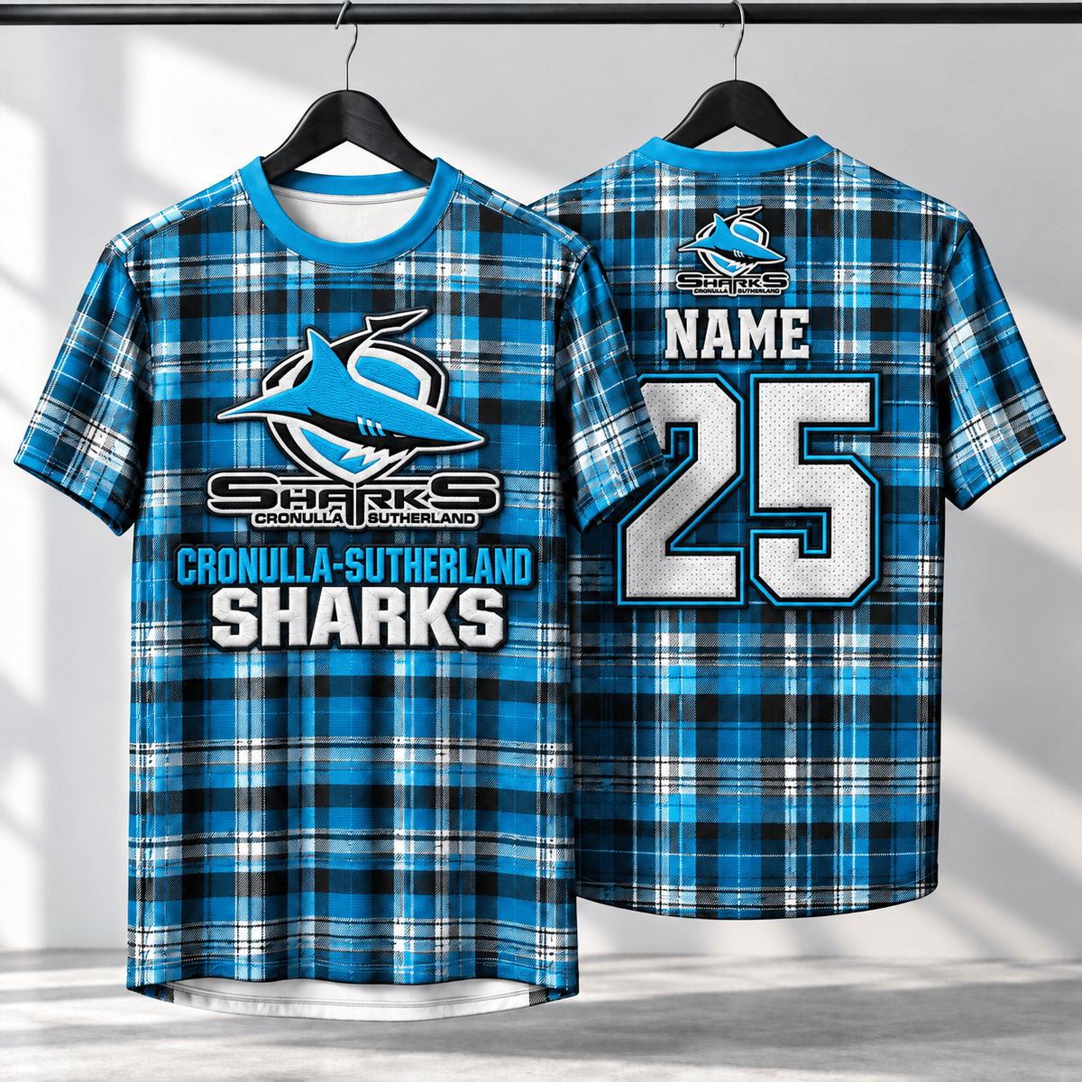 Cronulla-Sutherland Sharks NRL T-shirt New Design Custom Any Name & Number Gifts