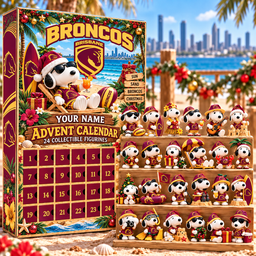 Brisbane Broncos AFL Snoopy Summer Advent Calendar Box Custom Any Name