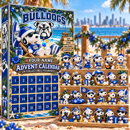 Canterbury-Bankstown Bulldogs AFL Snoopy Summer Advent Calendar Box Custom Any Name