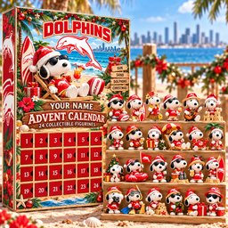 Dolphins AFL Snoopy Summer Advent Calendar Box Custom Any Name