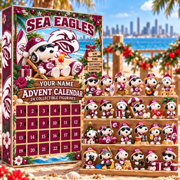 Manly Warringah Sea Eagles AFL Snoopy Summer Advent Calendar Box Custom Any Name