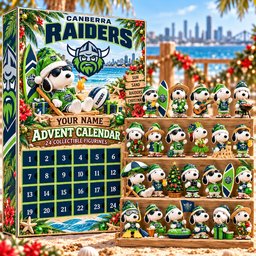 Canberra Raiders AFL Snoopy Summer Advent Calendar Box Custom Any Name