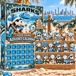 Cronulla-Sutherland Sharks AFL Snoopy Summer Advent Calendar Box Custom Any Name