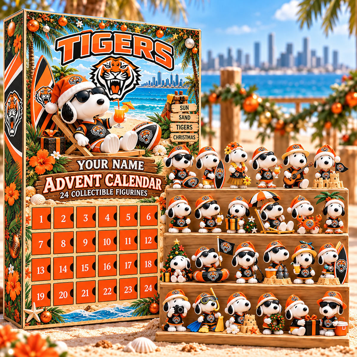 Wests Tigers AFL Snoopy Summer Advent Calendar Box Custom Any Name