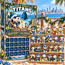 Gold Coast Titans AFL Snoopy Summer Advent Calendar Box Custom Any Name