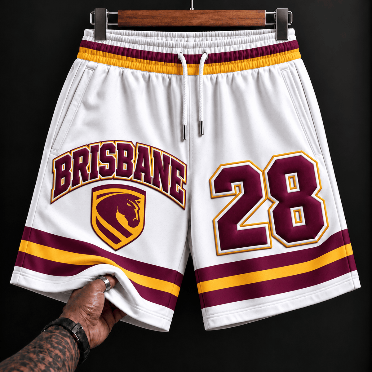 Brisbane Broncos NRL White Men Short Pants Custom Any Number Gifts