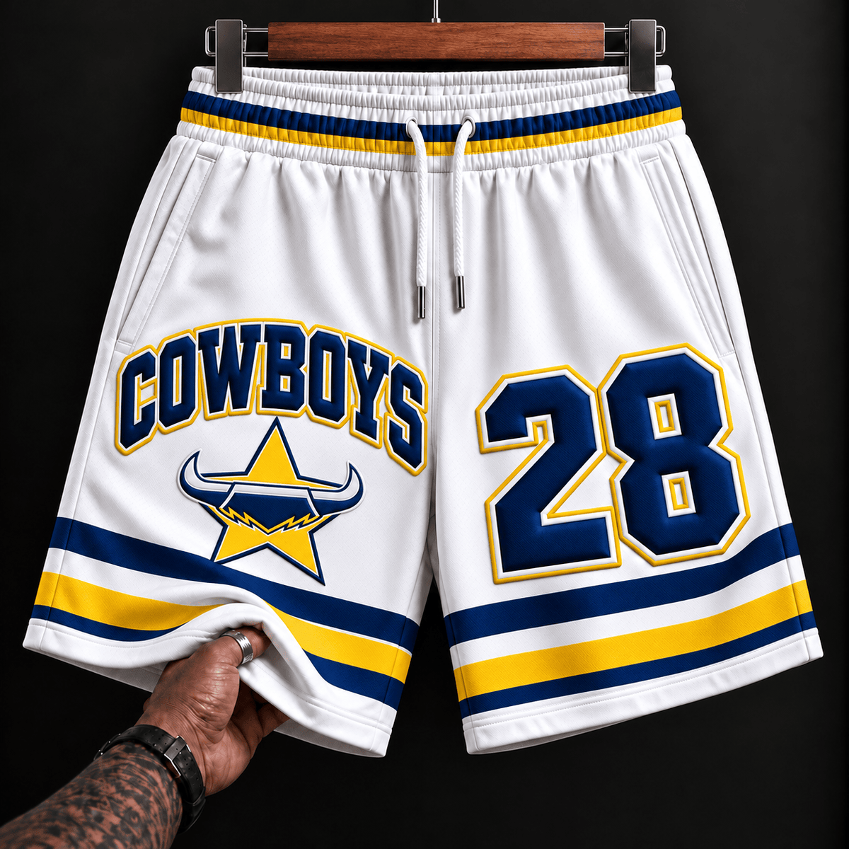 North Queensland Cowboys NRL White Men Short Pants Custom Any Number Gifts