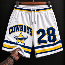 North Queensland Cowboys NRL White Men Short Pants Custom Any Number Gifts