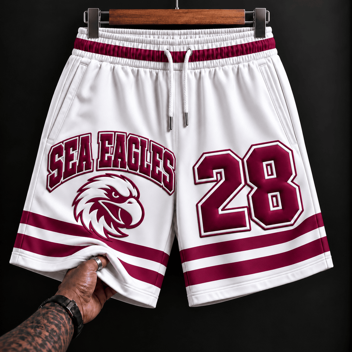 Manly Warringah Sea Eagles NRL White Men Short Pants Custom Any Number Gifts
