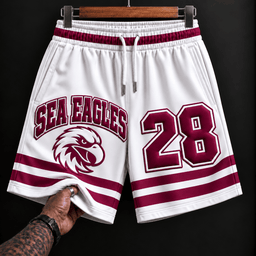 Manly Warringah Sea Eagles NRL White Men Short Pants Custom Any Number Gifts
