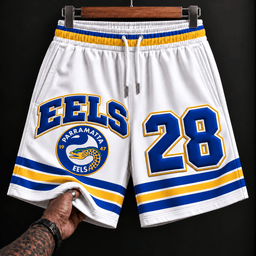Parramatta Eels NRL White Men Short Pants Custom Any Number Gifts