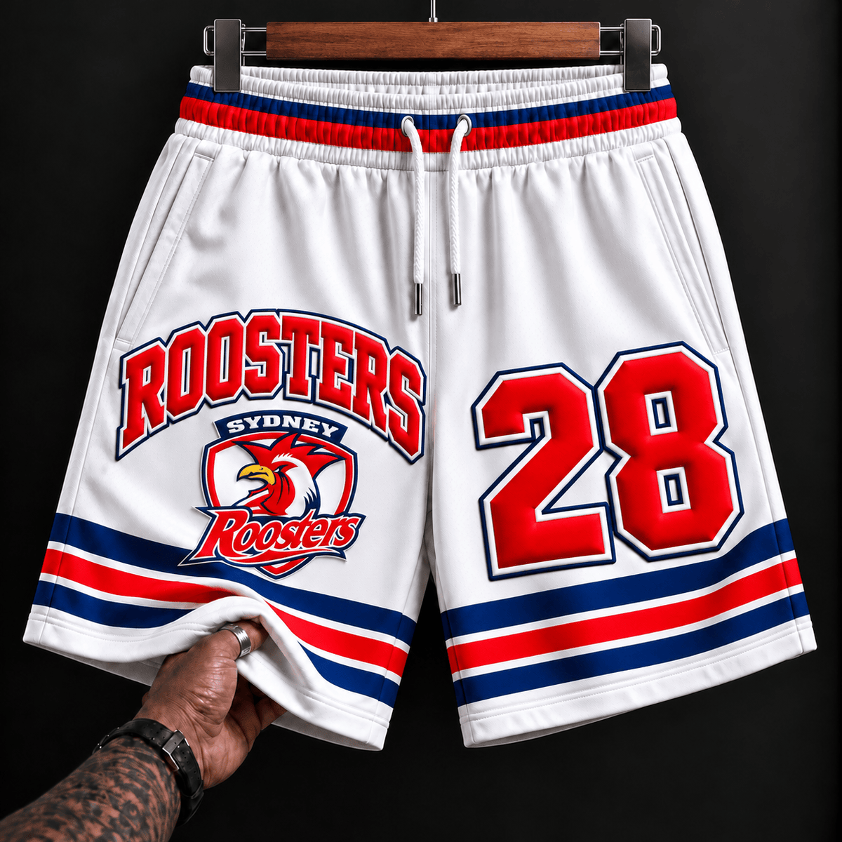 Sydney Roosters NRL White Men Short Pants Custom Any Number Gifts