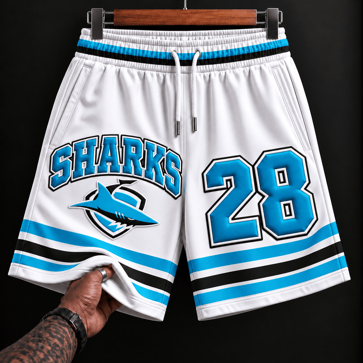 Cronulla-Sutherland Sharks NRL White Men Short Pants Custom Any Number Gifts