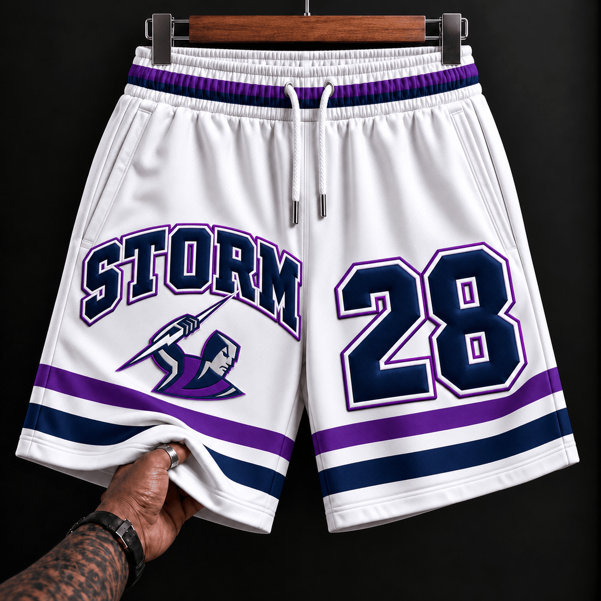 Melbourne Storm NRL White Men Short Pants Custom Any Number Gifts