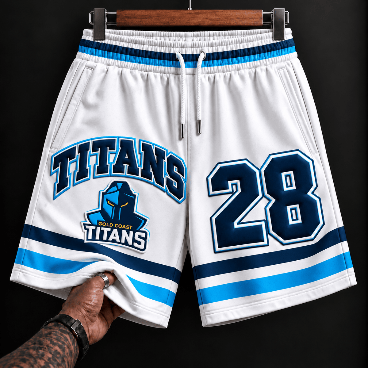 Gold Coast Titans NRL White Men Short Pants Custom Any Number Gifts