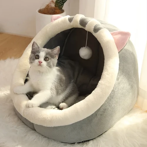 Deep Sleep Cat Bed Cartoon Pet Bed Foldable Removable Washable Pet Sleeping Bed for Small Dog Mat Bag Cave Cats Bed