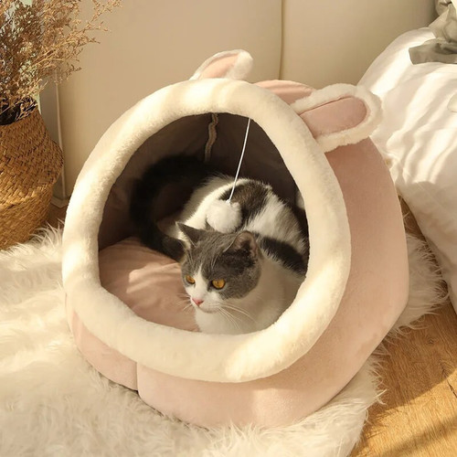 Cat Bed House Kennel Nest Round Pets Sleeping Cave Kitten Beds Pet Basket Cozy Kitten Lounger Cushion Cat Tent Puppy Dog House