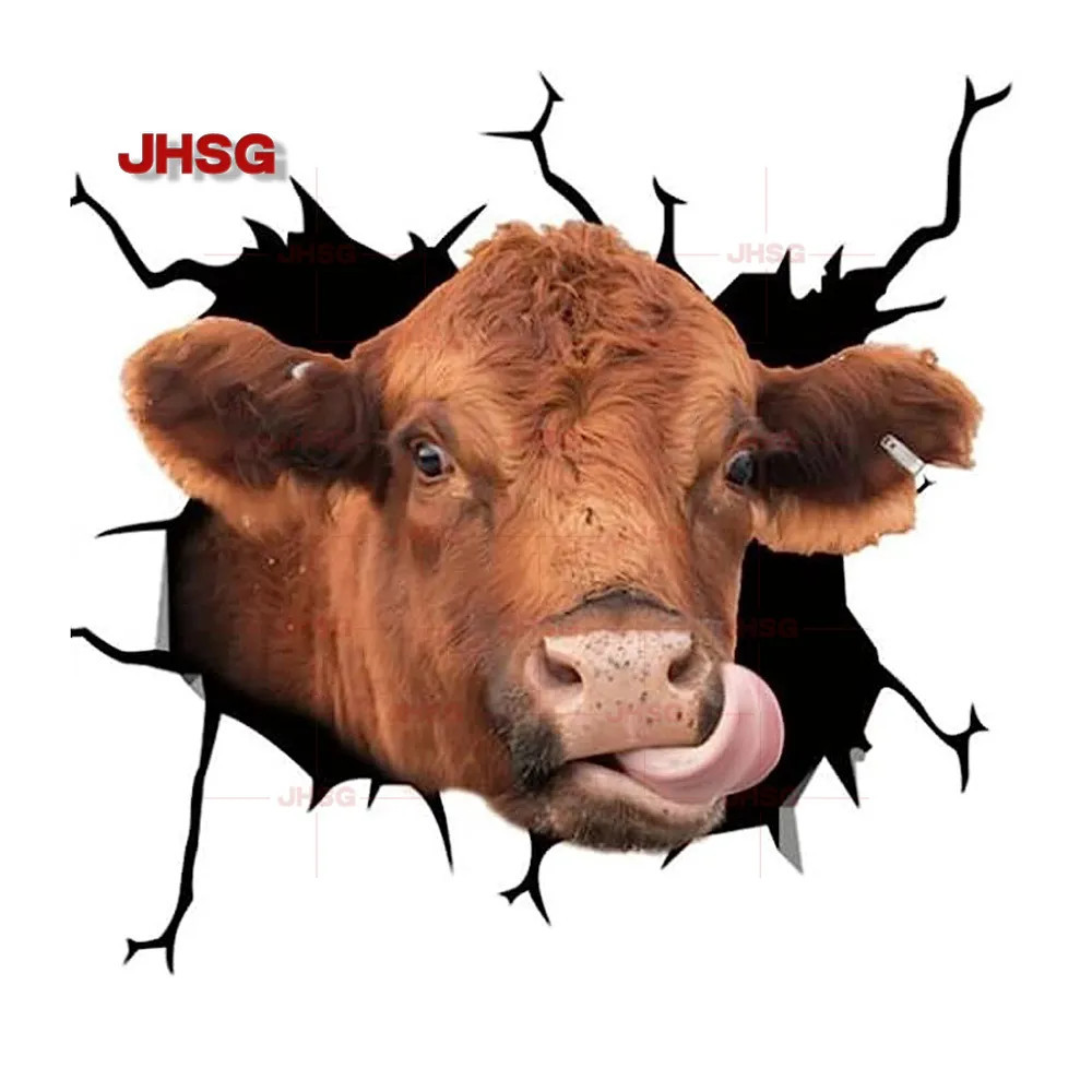 Animal Crack Stickers 3D Fun Cow Stickers Waterproof - zenishop