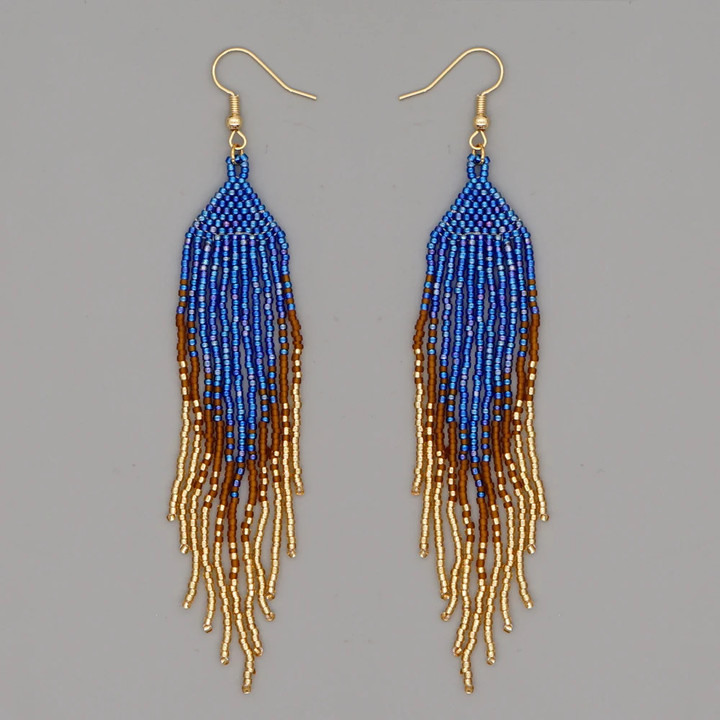 YASTYT Beaded Earrings Native Tassel American Jewellery Seed Bead Earring For Women African Jewelry Handmade Fringe Ear Ring