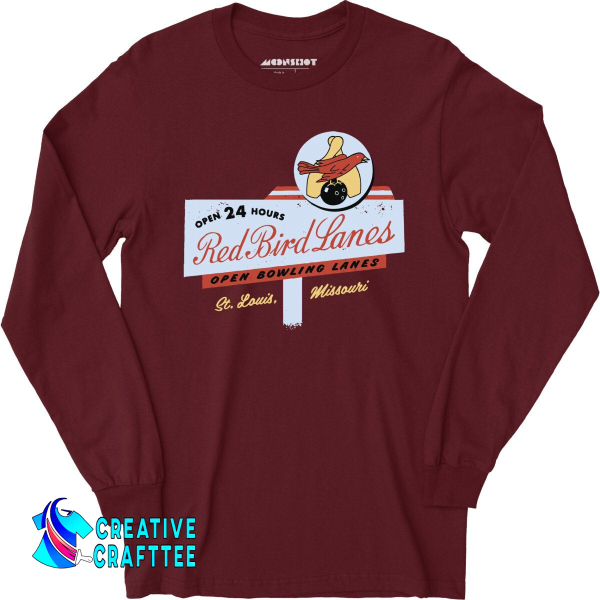 Red Bird Lanes v2 - St. Louis, MO - Vintage Bowling Alley - Long Sleeve ...