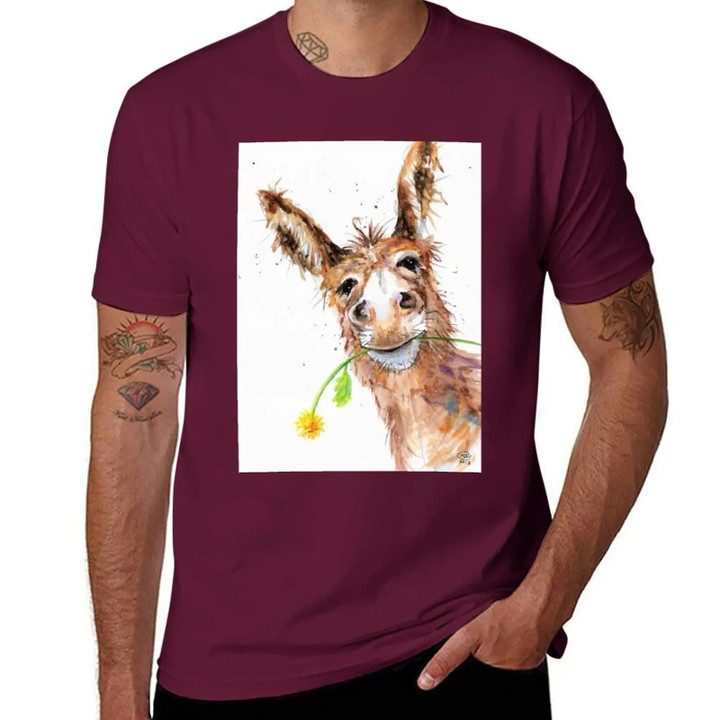 New Cute Cheeky Donkey with Flower T-Shirt anime summer