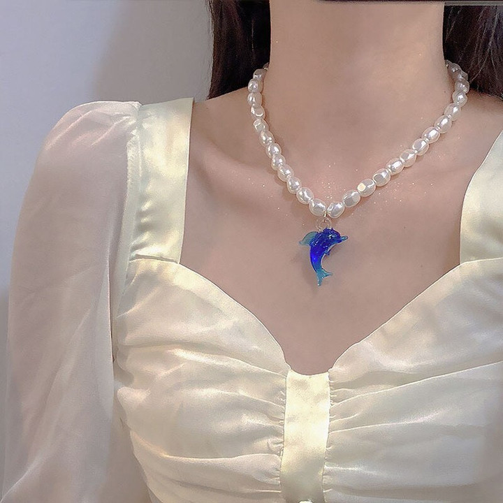 r Dolphin Pendant Necklace for Women
