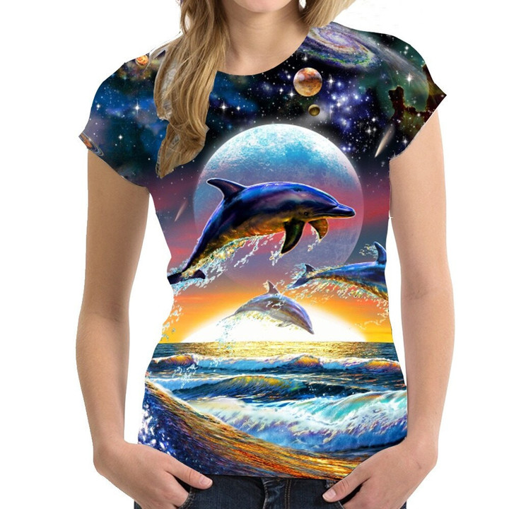 Dolphin beautiful 3D Print T-shirt For Women
