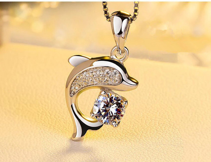 Dolphin Real 925 Sterling Silver Jewelry Crystal