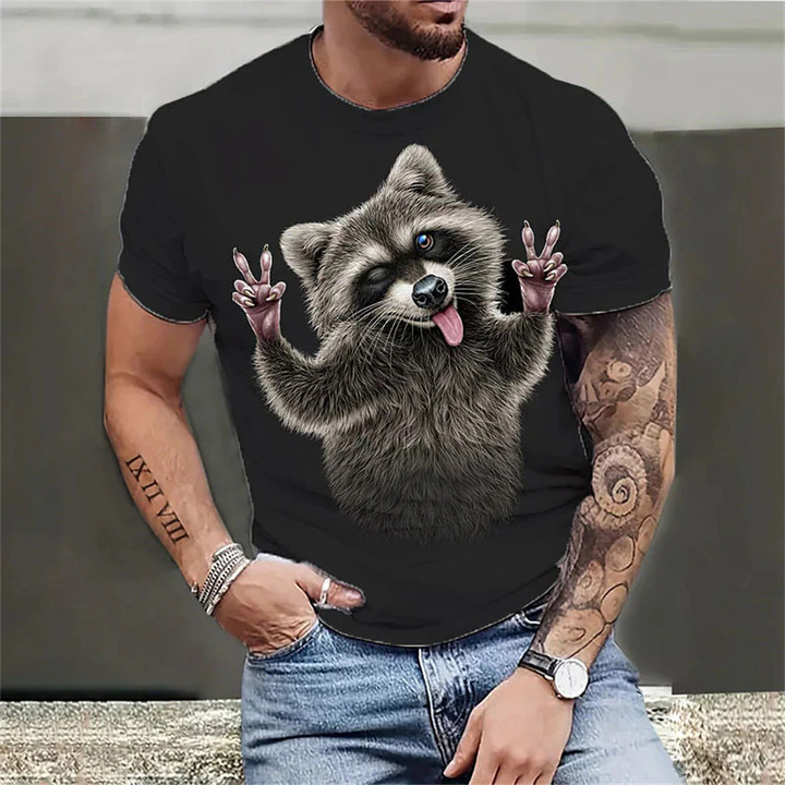 Raccoon 3d Print T-shirt fashion men's