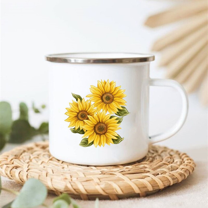 Sunflower Elephant Print Coffee Tea Cup Drinks Water Milk Cup