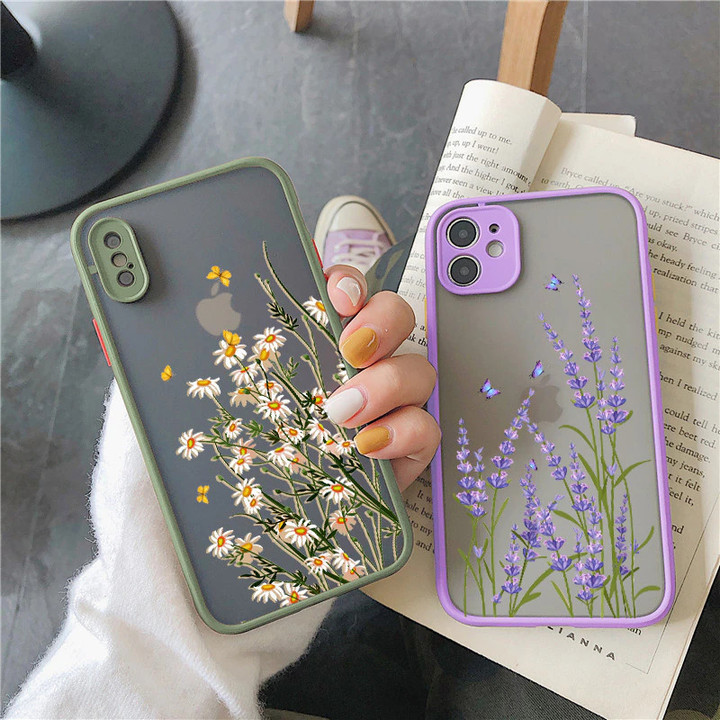 Butterfly Lavender Phone Case For iphone 7 8 plus 12 13 mini 11 14 pro max X XR XS Max Hard Shockproof Shell Cover