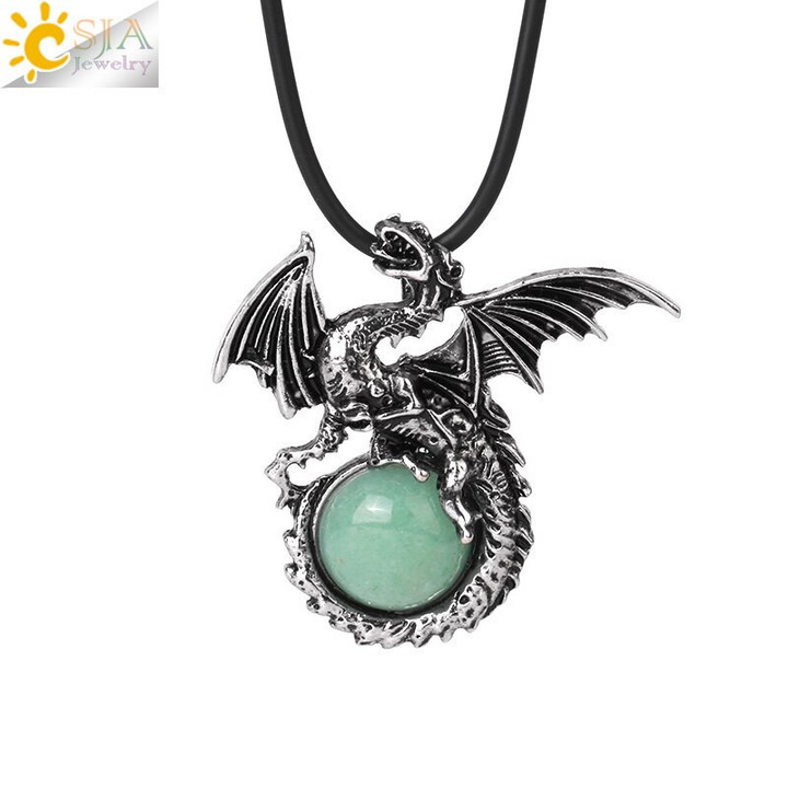 NEW Dragon Crystal Necklace for Man Women Natural Stone Round Gem Stone Crystals Pendants Necklaces Jewelry H146