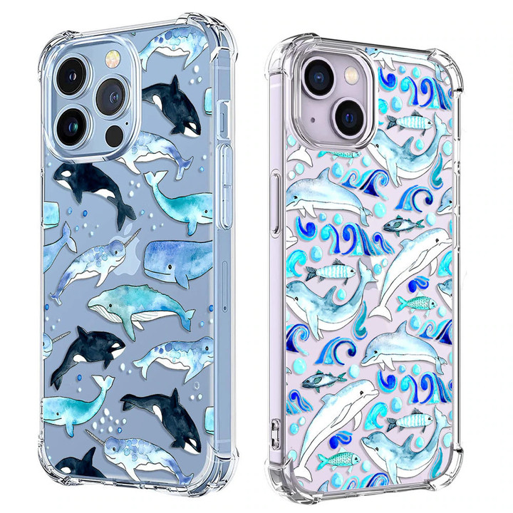 Whale Dolphin Phone Case For iPhone 15 14 13 12 11 Pro X XS XR Max 7 8 Plus SE 3 2