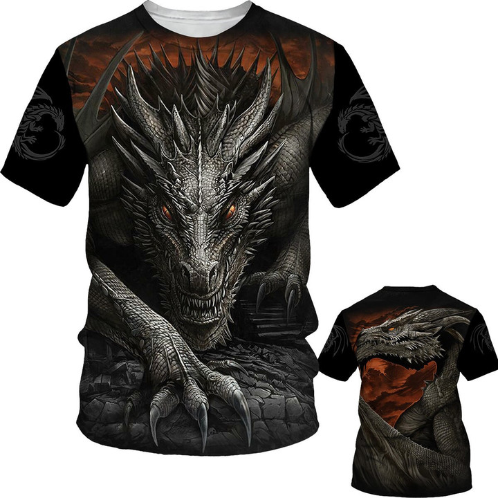 Fashion Summer Men's T-Shirt Animal Dragon