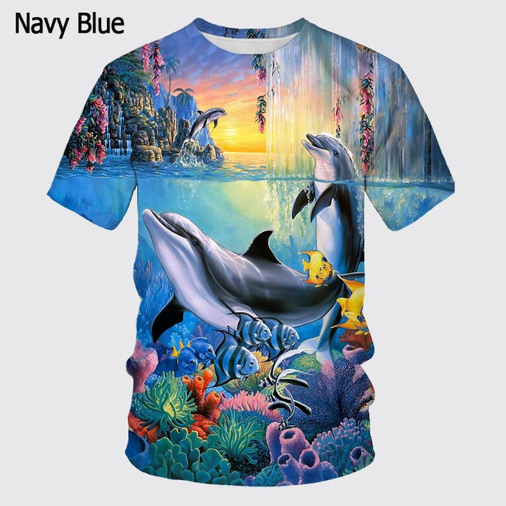 Dolphin T-shirt 3D Printed Men Women Unisex Funny Marine Casual