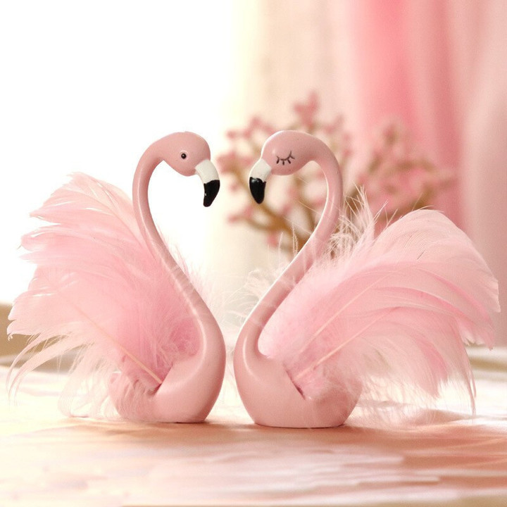 Pink Flamingo Ornaments Girl Heart Feather Swan Car Ornaments