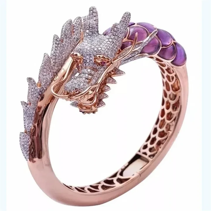 Dragon Crystal Rings Women Fashion Vintage Punk Ring Men Jewelry Rose Golden Ladies Rings Female Engagement Ring Women