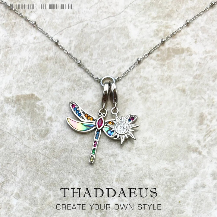 Charm Necklace Dragonfly & Sun Winter New Fashion Bohemia Jewelry Europe 925 Sterling Silver Gift For Women Girl