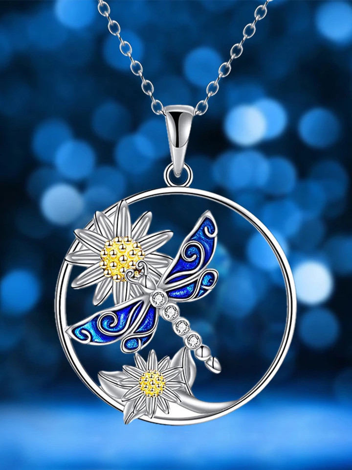 New Style Round Dragonfly Necklace Pendant Charm Personalized Fashion Birthday Holiday Gift