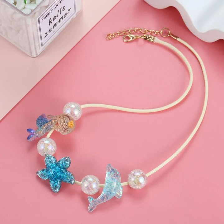 Women Starfish Mermaid Dolphin Pendants Necklaces Women Summer Vacation Beach Cute Necklace Pearls Party Jewelry for Girls