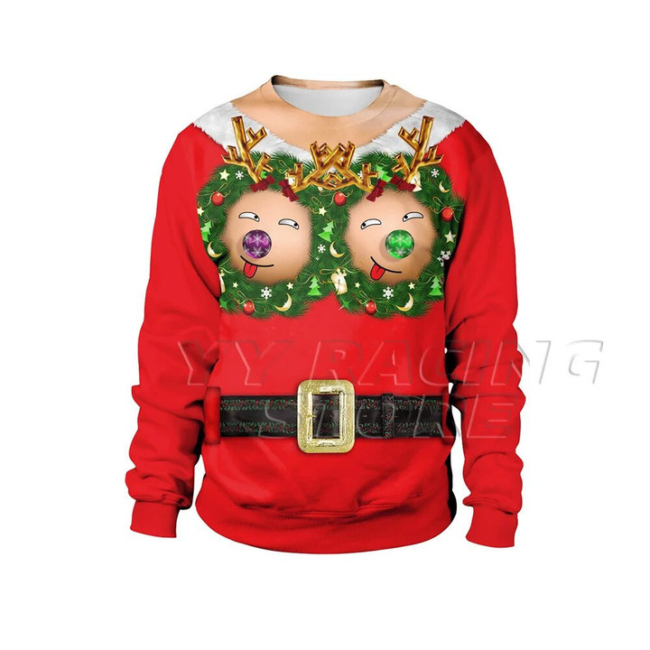 New Autumn Winter Clothing Novelty Ugly Christmas Sweater For Gift Santa chest Funny Christmas Jumper Pullover Women Men Jerseys