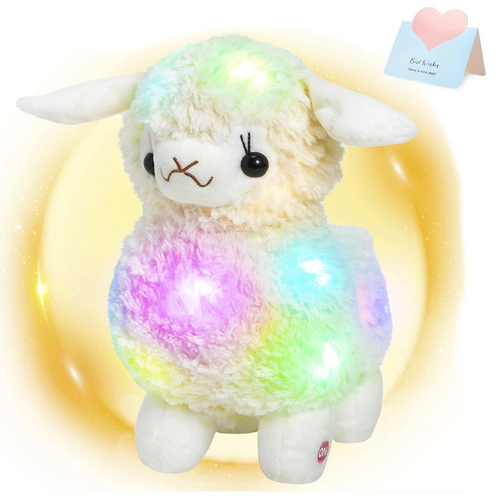 30cm Light Up White Lamb LED Stuffed Animals Sheep Soft Plush Toy Birthday Goat Pillow Holiday Easter Glow Gift for Kids Girls