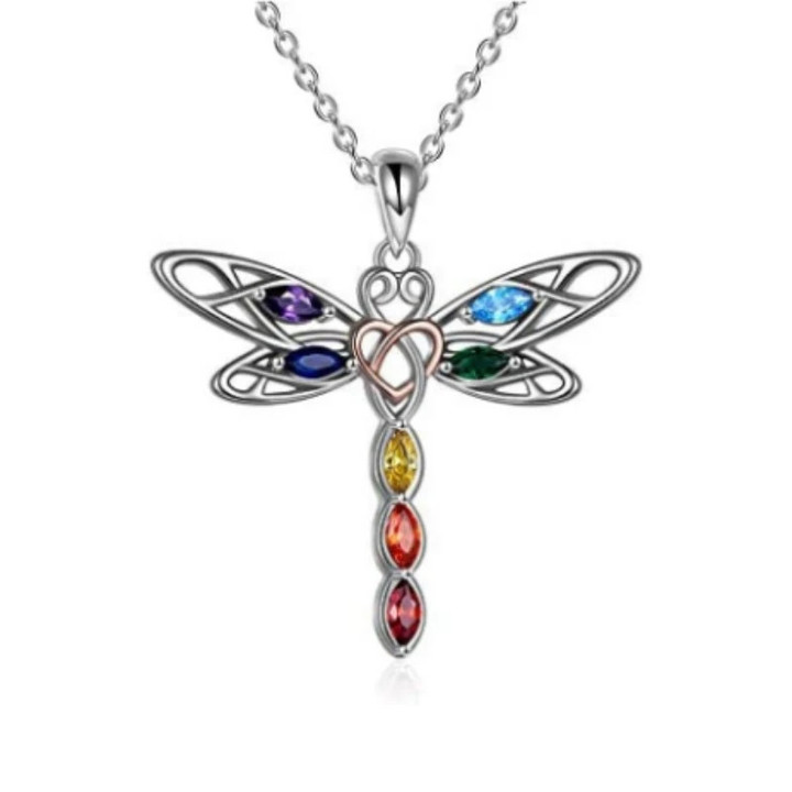 Seven Chakras Dragonfly Personality Pendant Necklace