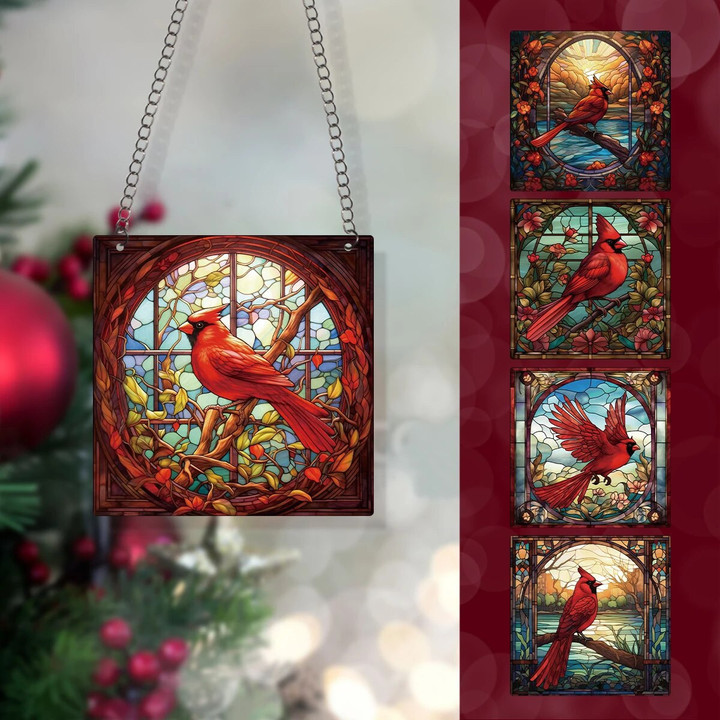 Christmas Winter Cardinal Window Wall Door Hanger