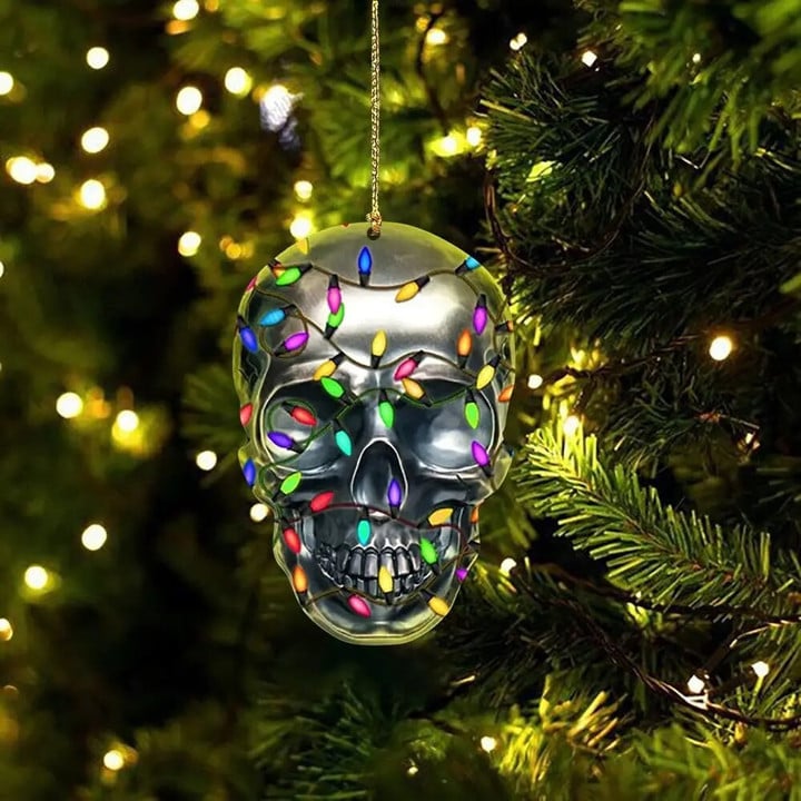 Skull Pendant Funny Horror Mirror Christmas Tree Drop Ornaments