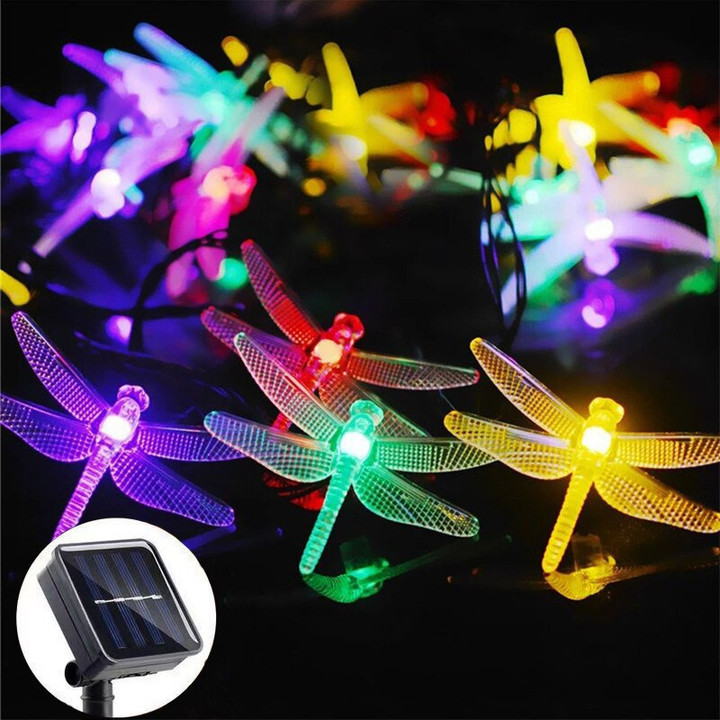 12m Dragonfly Solar Lamp Power LED String Christmas