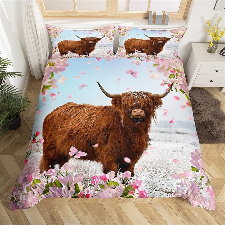 Highland Cow Bedding Set For Kids Teen