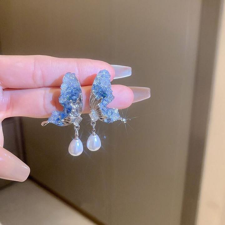 Butterfly Moon Tassel Earrings